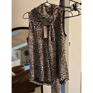 Chicos Sleeveless Bow Blouse Animal Dressy Tank sz 0